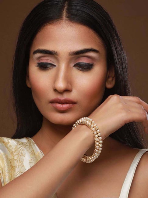 Jazz And Sizzle Gold-Plated Pearls-Studded Bangles for Women - Set of 2-picture-14