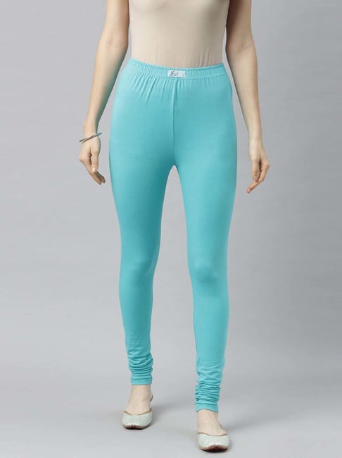 Buy INFUSE Turquoise Fitted Full Length Cotton Lycra Women's Leggings |  Shoppers Stop