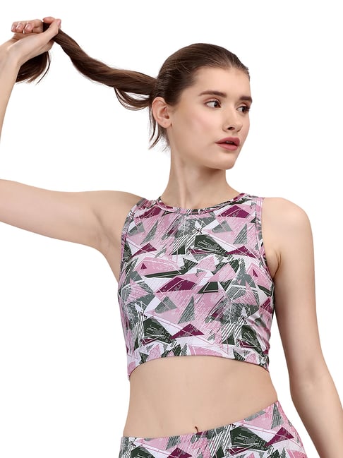 Soie Pink & Green Printed Sports Bra-picture-43