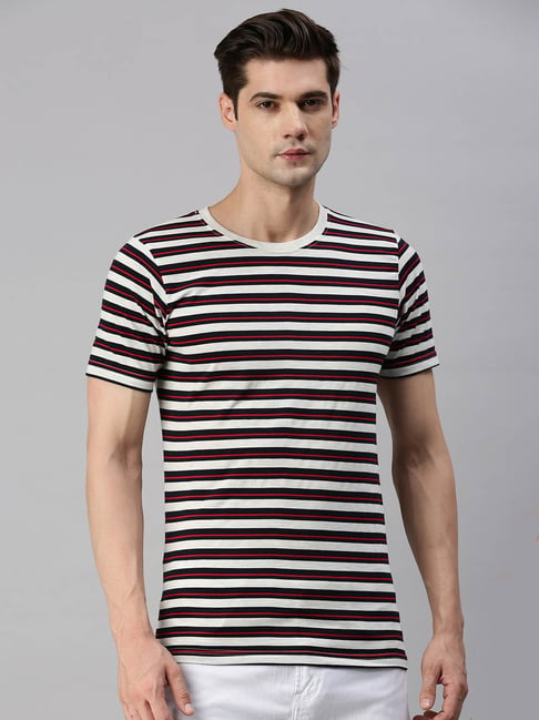 Regular Fit Crew-neck T-shirt - Red/white striped - Men