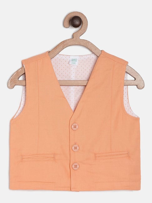 MINIKLUB Kids Orange Self Design Waistcoat