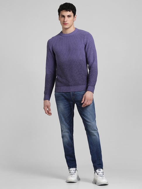 Buy Jack Jones Purple Slim Fit Textured Sweater for Men's Online