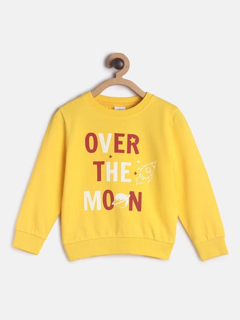 Buy MINIKLUB Kids Yellow Graphic Print Full Sleeves Sweatshirt for