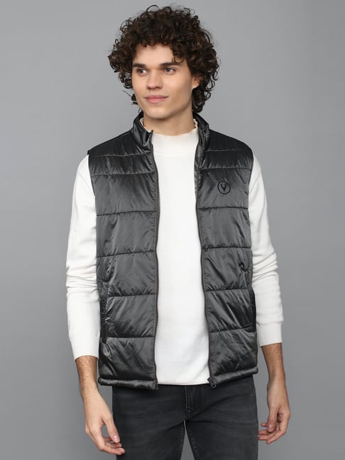 Allen Solly Dark Grey Regular Fit Mock Collar Jacket-picture-17