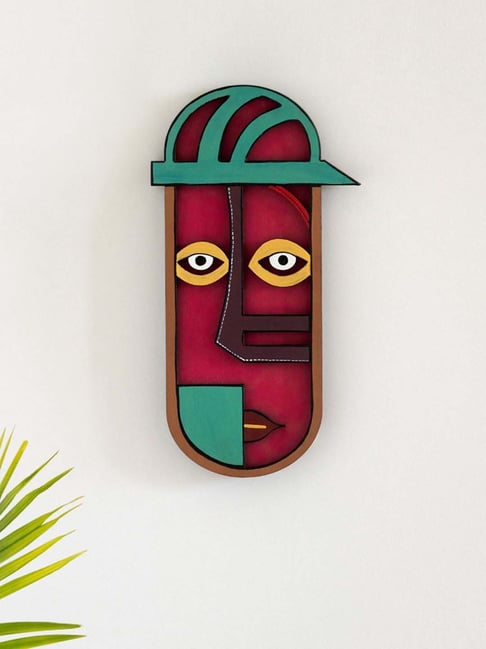 ExclusiveLane Multicolor Pinewood Tribal African Mexican Mask Decorative Wall Hanging-picture-28