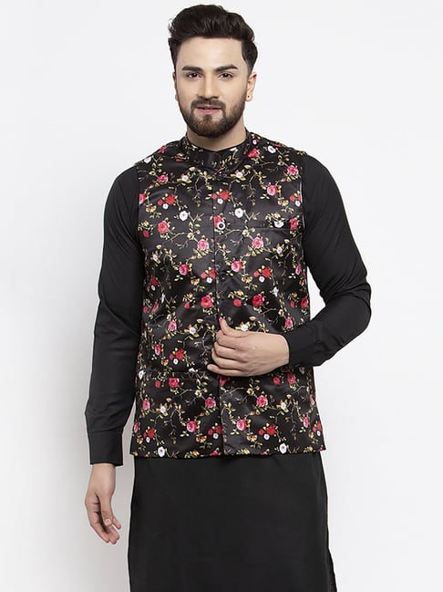 Black printed shop nehru jacket