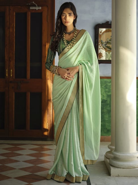 Designer Silk Saree with Mirror Work Blouse – Yes We Shop