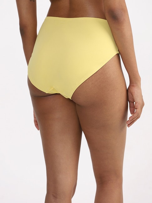 Buy Wunderlove Yellow Laced High Leg Brief from Westside