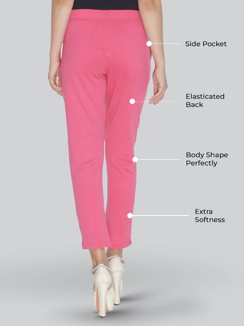Lyra Pink Cotton Ankle Length Pants