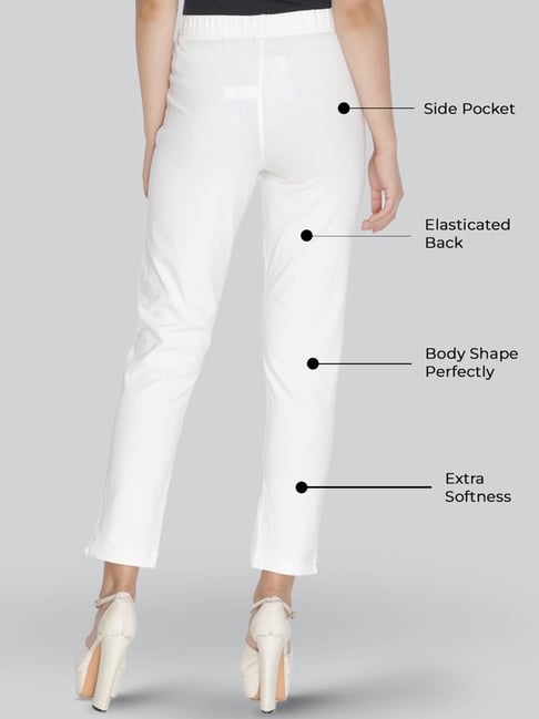 Lyra Beige Cotton Ankle Length Pants