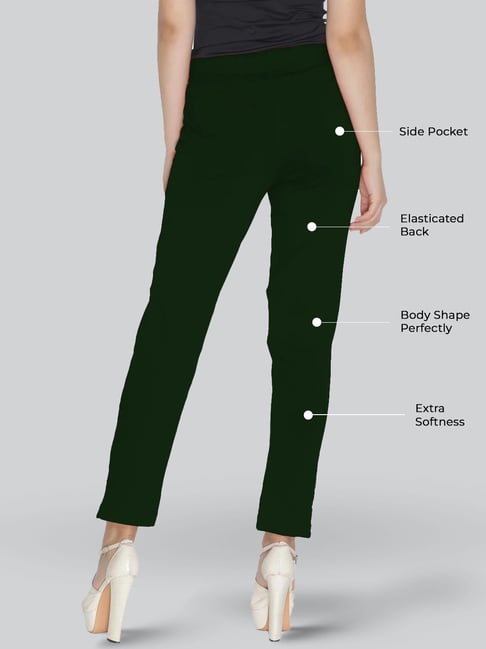 Lyra Green Cotton Ankle Length Pants