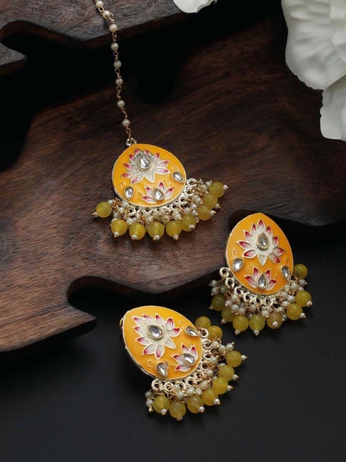 Suhasi Green Maangtikka Earring Set – I Jewels