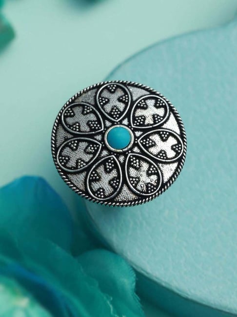Buy Sterling Silver Small Diamond Shape Genuine Turquoise Ring With Braid  and Beads, Boho Ring, Silver Ring, Dainty Ring Online in India - Etsy
