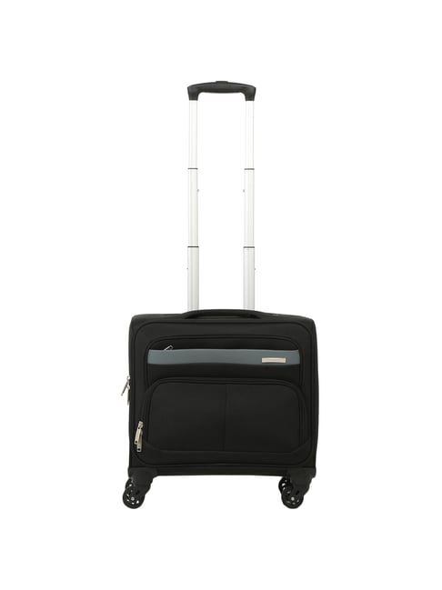 Buy Teakwood Leathers Black Solid Soft Medium Trolley Bag 26 cm