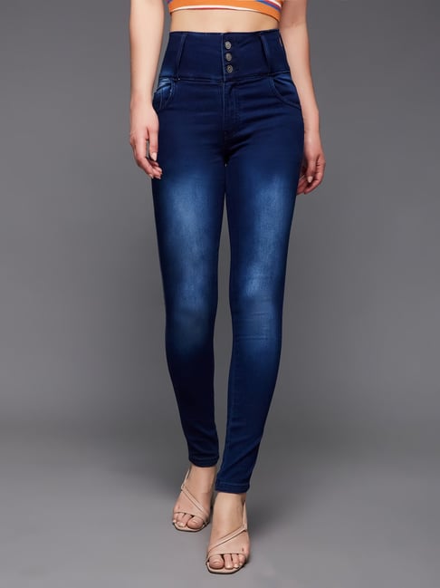 Women Blue 5-Pocket high-Rise Jeans, Clean Look, Light Fade, has a Slip-ON  Closure, and Waistband with Belt loops-28 : Amazon.in: Fashion