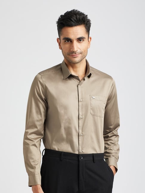 Buy The Bear House Brown Cotton Slim Fit Shirts for Mens Online @ Tata CLiQ