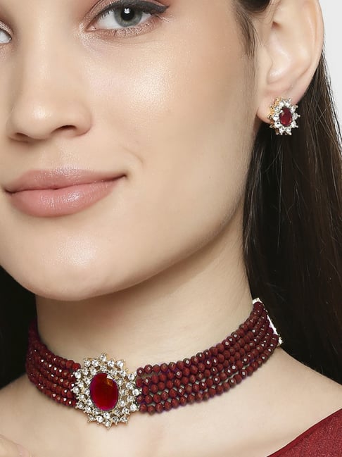 Padmini Pearl & Ruby Choker Necklace Set – luminari