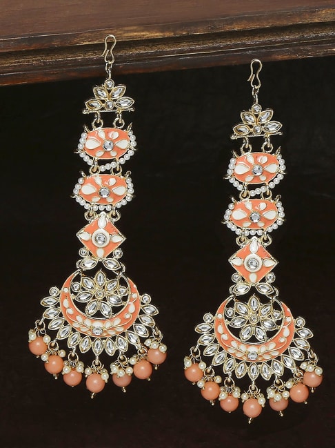 Priyaasi Peach GoldPlated Traditional Drop Earrings for Women and Girls   Amazonin Fashion