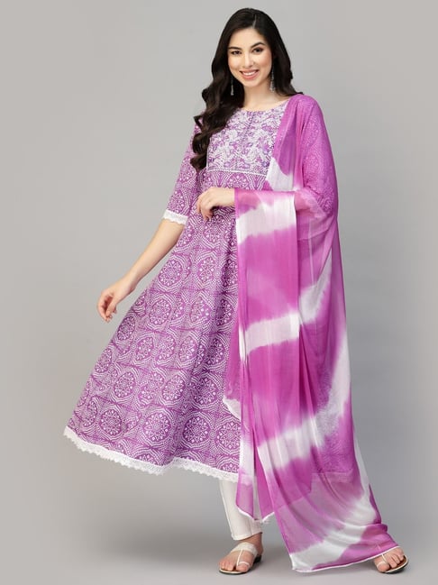 Plus Size Kurta in Purple Color Georgette Fabric With Digital Print and  Heavy Work Dupatta in USA, UK, Malaysia, South Africa, Dubai, Singapore