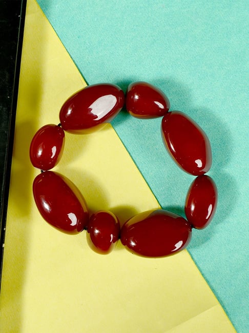 Buy Memoir Maroon colour Om engraved Ball bead stretch free size, bracelet  Hindu God at Amazon.in