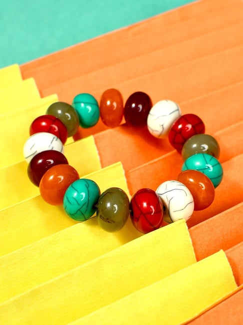 IMLI STREET Multi-Coloured Artificial Beaded Stretchable Bracelet for Women