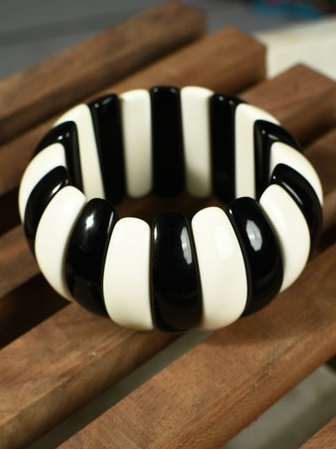 IMLI STREET Black & White Artificial Beaded Stretchable Bracelet for Women-picture-33