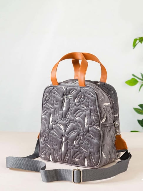 Nestasia High-Quality Insulated Velvet Grey Lunch Bag With Adjustable Shoulder Strap & Handles-picture-46