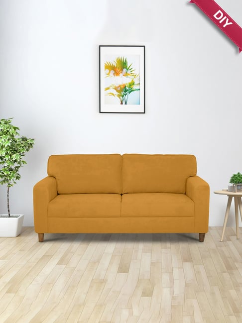 Duroflex Utopia Yellow Wood 3 Seater Sofa