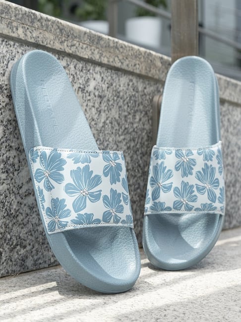 Red Tape Blue And White Sliders Buy Red Tape Women's Blue Slides