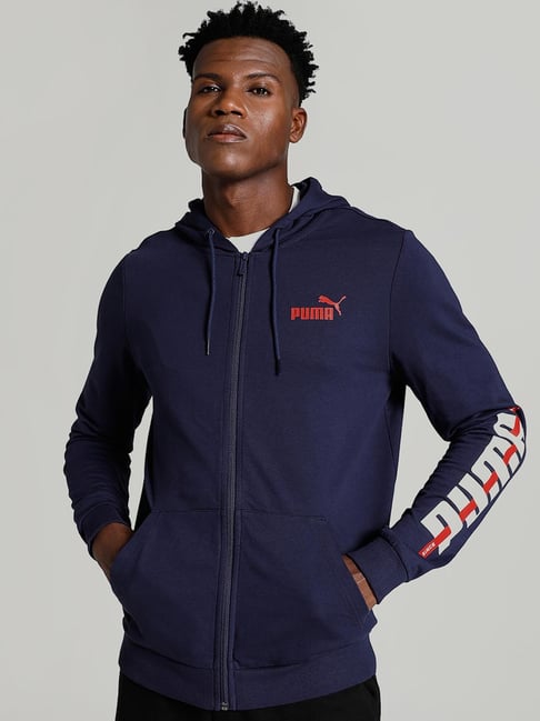 Puma Blue Cotton Slim Fit Hooded Sweatshirt-picture-19