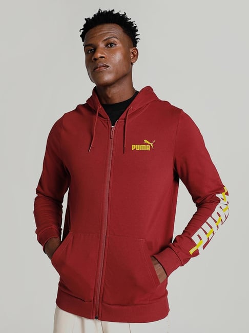 Puma Red Cotton Slim Fit Hooded Sweatshirt-picture-46