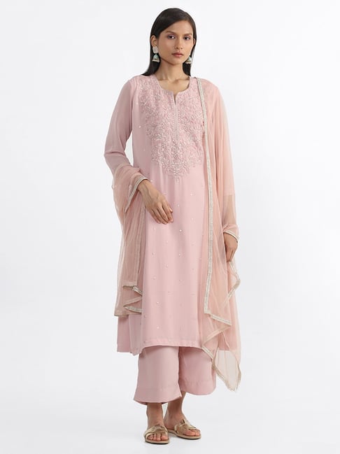 Vark by Westside Dull Pink A-Line Kurta And Palazzos Set Price in India,  Full Specifications & Offers | DTashion.com