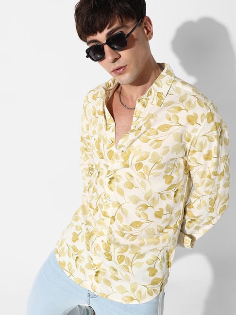 CAHOOT Yellow Regular Fit Printed Shirt-picture-37