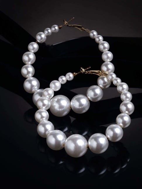 Beads Pearl White Handmade Beaded Fashion Earrings at Rs 250/pair in Agra