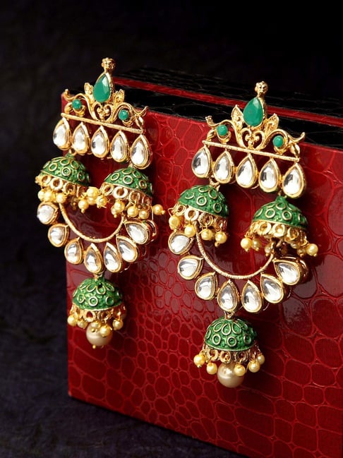 KUNDAN MEENAKARI GOLD PLATED FINE EARRINGS – Sanvi Jewels