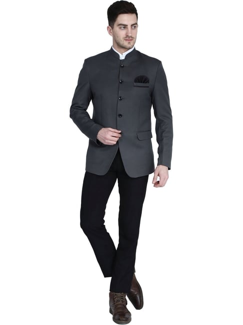 Tahvo Grey Cotton Slim Fit Two Piece Suit