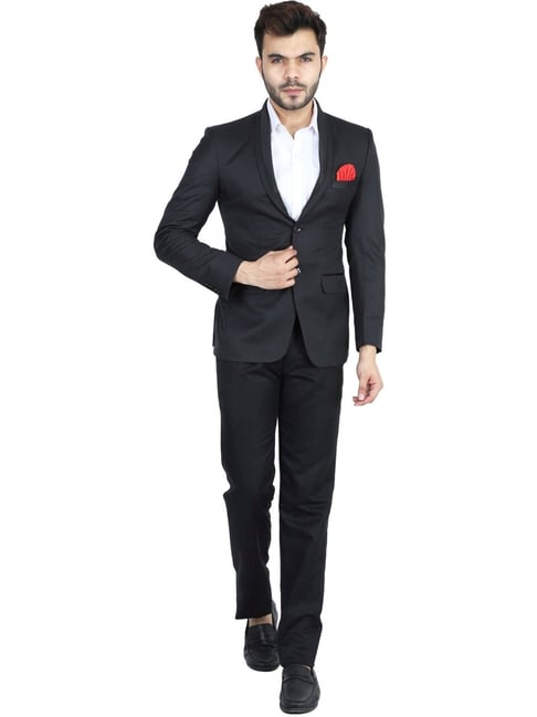 Tahvo Black Cotton Slim Fit Two Piece Suit-picture-42