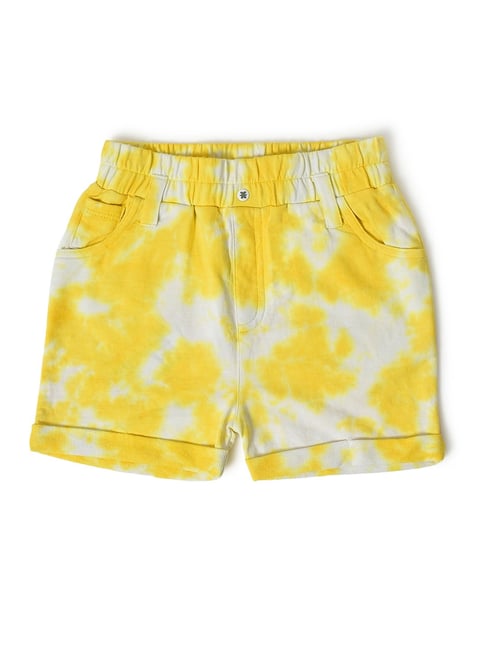 MiArcus Kids Yellow White Tie-Dye Shorts