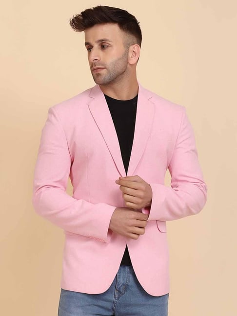 Pink slim fit blazer sale