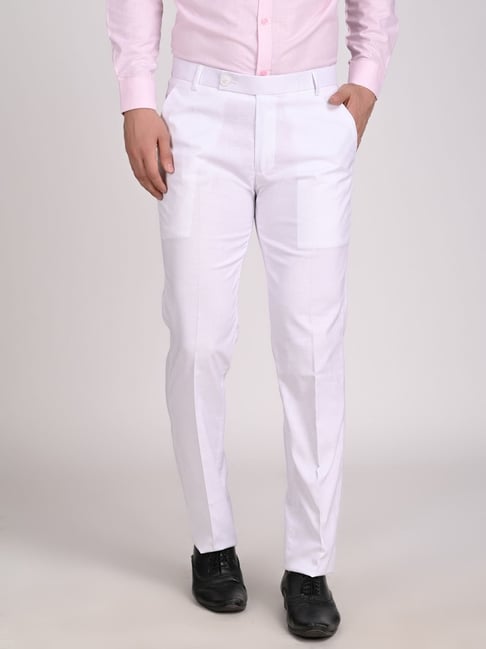 White Tuxedo Slim Fit Dress Pants - ÃZARMAN