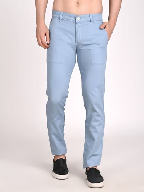 Mancrew Slim Fit Formal Trousers For Men Light Grey Light Blue Combo  pack Of 2