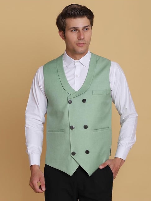 TAHVO Green Slim Fit Waistcoat