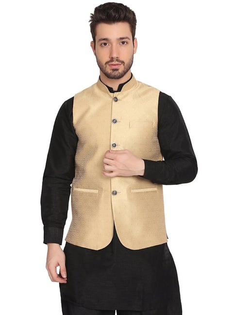 Gold nehru jacket best sale