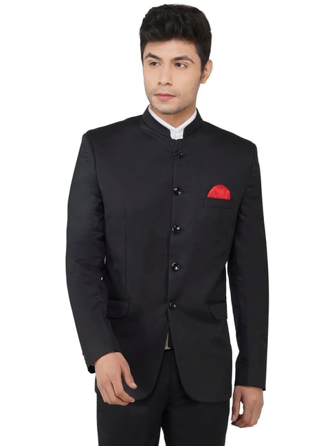 TAHVO Black Cotton Regular Fit Blazer