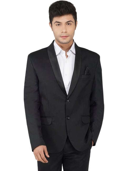 TAHVO Black Cotton Regular Fit Blazer