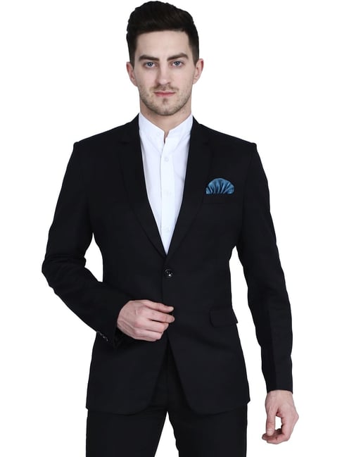TAHVO Black Cotton Regular Fit Blazer