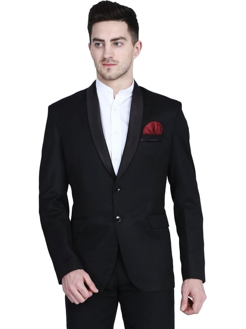 TAHVO Black Cotton Regular Fit Blazer