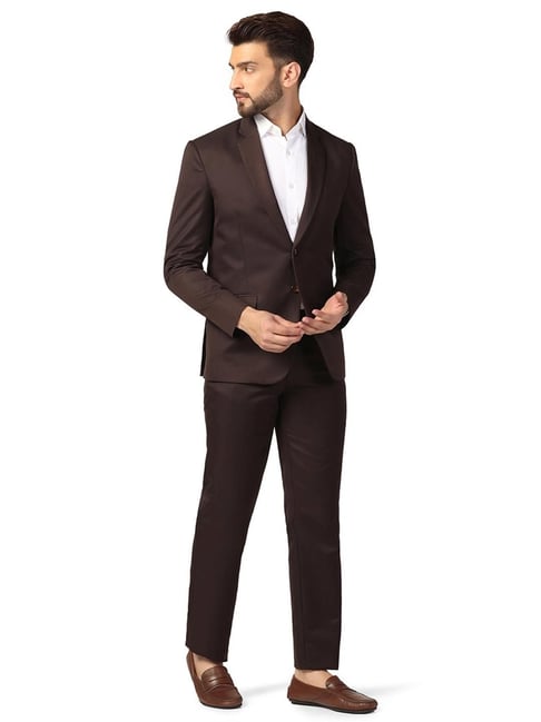 TAHVO Brown Slim Fit Two Piece Suit