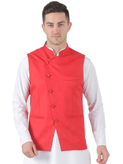 Red hot sale nehru jacket