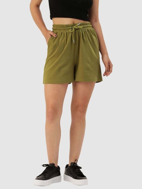 Olive green cotton sales shorts